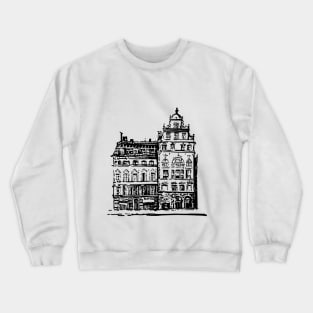 Old house. Black contour linear pattern. Crewneck Sweatshirt